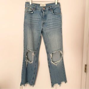 Free People Maggie Mid Rise Straight Leg Jeans Aged To Perfection